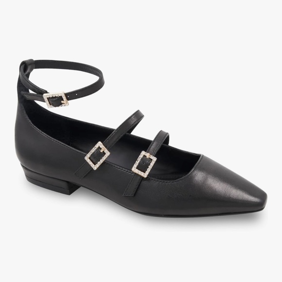 BCBGMax Azria Taji Black Leather Strappy Mary Jane Flat Shoes Size 8 NIB - Picture 1 of 6